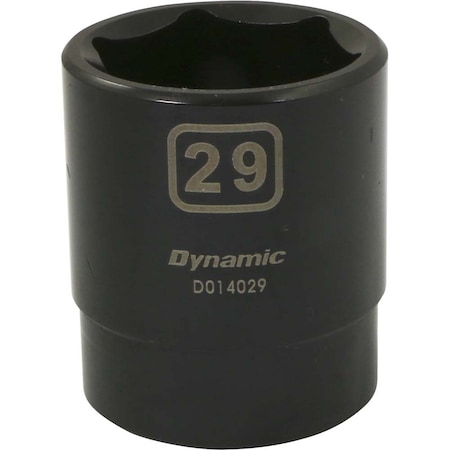 Dynamic 1/2" Drive Standard Socket, Black Phosphate, Tools 1/2" Drive 6 Point Metric, 29mm Standard Length D014029